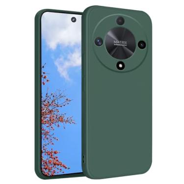 Imagem de Yarxiawin Capa para celular Honor Magic 6 Lite de silicone macia à prova de choque Honor Magic 6 Lite capa protetora roxa fina capa protetora antiimpressão digital fofa (verde escuro)