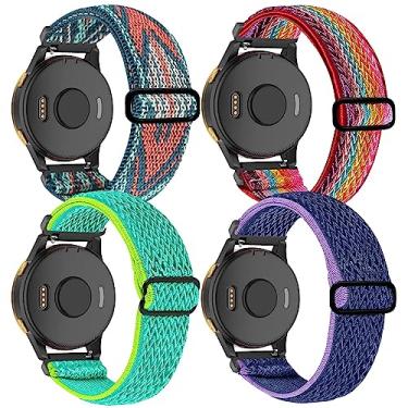 Imagem de Pacote com 4 pulseiras elásticas para relógio compatíveis com Garmin Venu, pulseiras de nylon de 20 mm para Garmin Vivoactive 3, Venu 2 Plus, Vivoactive 3 Music, Forerunner 245/645/245 Music/645 Music