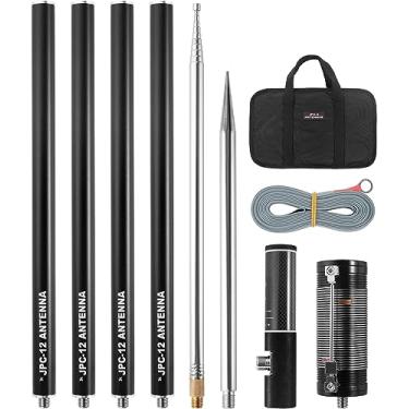 Imagem de GOOZEEZOO Antena portátil de ondas curtas PAC-12 JPC-12 com regulador deslizante 7 MHz-50 MHz antena de rádio HF 100W para exterior/varanda (versão de