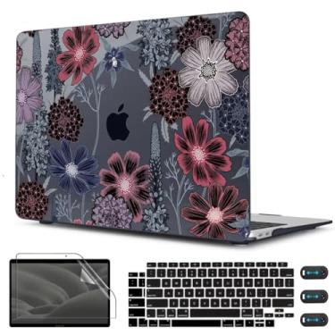 Imagem de CISSOOK Capa para MacBook Air de 13 polegadas M1 Chip A2337 A2179 A1932 versão 2021-2018, capa protetora preta com película de teclado + protetor de tela para MacBook Air de 13 polegadas com Touch ID,