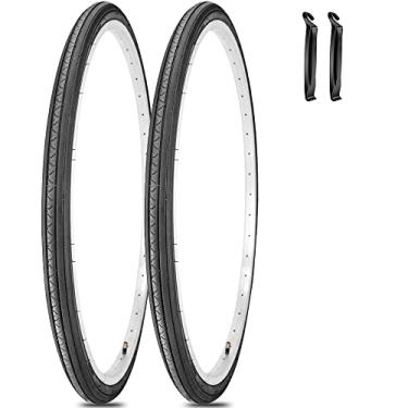 Imagem de Pacote com 2 pneus de bicicleta de estrada 26 x 1 3/8 com tubos de bicicleta 26 x 1,3/8 válvula AV Schrader de 32 mm (2 pneus)