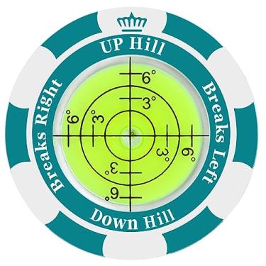 Imagem de OlibaDu Leitor verde de golfe, marcador de bola de golfe com auxílio de leitura verde de alta precisão, nível de bolha estilo ficha de pôquer – Acessórios de golfe para homens