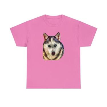 Imagem de Camiseta unissex Siberian Husky "Sacha" de algodão pesado, Azaleia, P