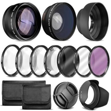 Imagem de Kit de lentes Ultra Deluxe para Canon Rebel T3, T5, T5i, T6, T6i, T7i, EOS 80D, EOS 77D Câmeras Canon EF-S 18-55 mm é II STM - Inclui: 7 peças conjunto de filtros de 58 mm + lente grande angular e teleobjetiva de 58 mm