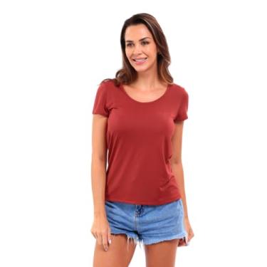 Imagem de Camiseta Feminina T-shirt Gola Redonda em Viscose Dry Anti Pilling John Pull (P, Vermelho Carmim)