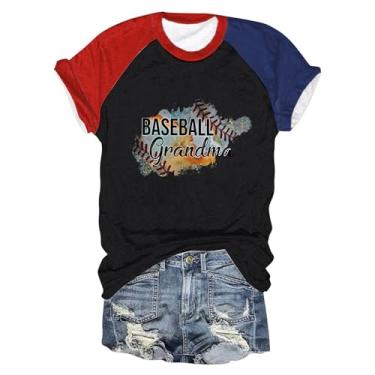 Imagem de Camisetas femininas de beisebol PKDong Baseball Grandma com estampa de letras engraçadas, gola redonda, manga curta, camisetas de beisebol femininas, Laranja, M