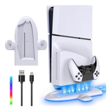Imagem de Base Cooler Ventoinha Suporte Compatível com Console Ps5 Slim Carregador Controle Manete Playstation