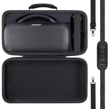 Imagem de Capa protetora rígida para alto-falante portátil Bose SoundLink Max, capa de viagem portátil com alça de ombro e alça (capa preta) - co2CREA