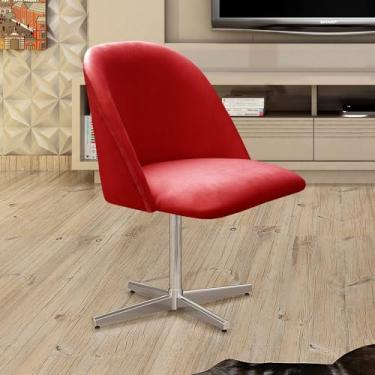 Imagem de Poltrona Decorativa Gaia Giratória Metal para Sala, Quarto, Recepção Vermelho