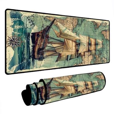 Imagem de Novo Mouse Pad Gamer Deskpad Speed Extra Grande Borda Costurada Profissional Varios Tamanhos - Caravela (80X40)