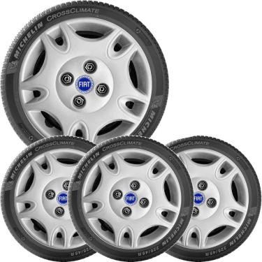 Imagem de 4X Calota Fiat Palio Uno Mille Siena Aro 13 Emblema 050Cb