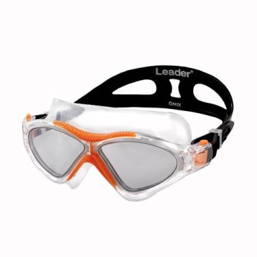 Imagem de Leader Glasses- Óculos de Natação ÔNIX Laranja – Lentes Antiembaçantes, Proteção UV, Vedação em Silicone Confortável e Tiras Ajustáveis para Piscina e Mar