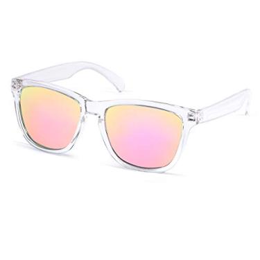 Imagem de Óculos de sol femininos e masculinos com proteção UVA/UVB UV400, lentes espelhadas, adequado para atividades ao ar livre, esqui, férias, dirigir pescaria, Crystal/Pink