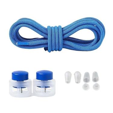 Imagem de Elastic Laces Sneakers Round Rubber Bands No Tie Shoelaces Unisex Basketball Shoe Laces Children Free Tie Shoestrings(Royal blue)