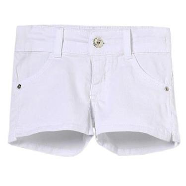 Imagem de Shorts Bebê Look Jeans Sarja Branco - P - UNICA-Unissex