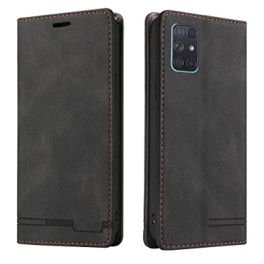 Imagem de Luxuoso estojo de couro retro flip para telefone para Samsung S21 S20 Fe S10 S9 S8 plus A12 A32 A02s A52 A72 5G A21s A31 A51 A71 A20 A20 A50 A70 J6 J8 2018 J3 J5 J7 2017, para Galaxy A72 5G 4G, Preto