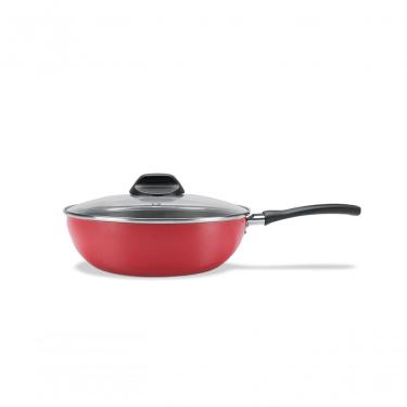 Imagem de Wok Brinox Antiaderente Pro-flon Com Tampa De Vidro Temperado - 24 Cm 2,3 L Linha Garli...