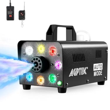 Imagem de Máquina de neblina, AGPTEK 500W portátil de fumaça com luzes (vermelho, azul, verde) e controle remoto sem fio para Halloween, Natal, casamento, festas, DJ e apresentação de palco