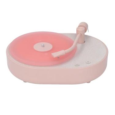 Imagem de Alto-falante Bluetooth Com Luz Noturna, Lâmpada de Cabeceira Em Formato de Toca-discos Com Alto-falante Bluetooth, Alto-falante Sem Fio para Quarto, Luz Noturna LED de (Rosa Bege)