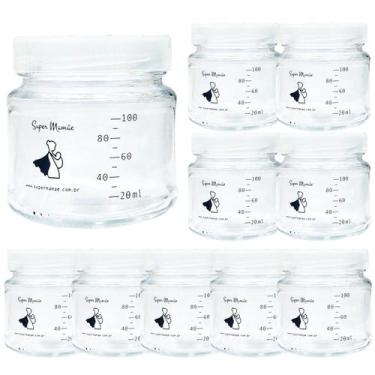 Imagem de Potes Vidro para Armazenar Leite Materno Graduados 100ml 10UND - Super