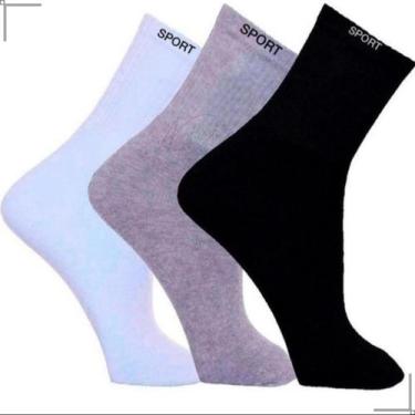 Imagem de Kit 12 Pares Meias Cano Alto Longo Algodão Alta Qualidade - Ninfrodite