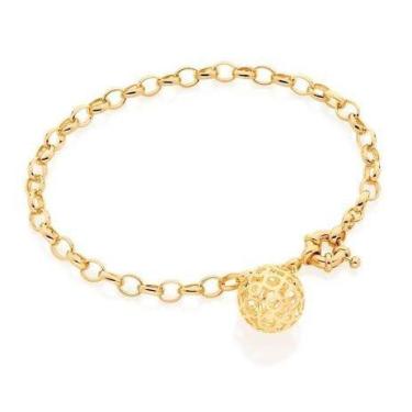 Imagem de Pulseira banhado ouro 3x 24k 18k e 22k feminina grossa com pingentes b