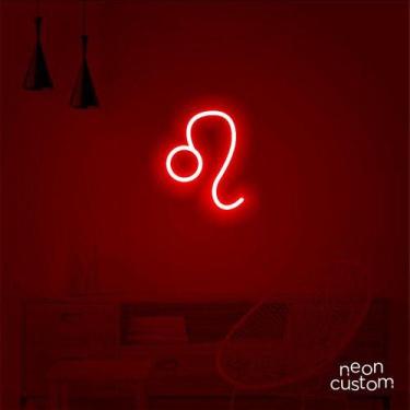 Imagem de luminaria letreiro Neon Led Signo Leão 50x40 luminoso decoração p/ sel