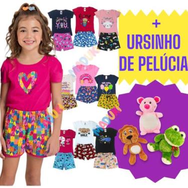 Imagem de Kit 5 Conjuntos Infantil Juvenil Menina + Urso Pelúcia 1 a 16 - Confec