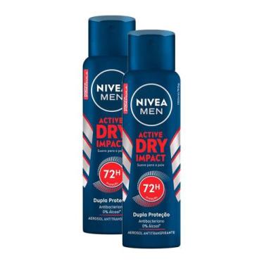 Imagem de Kit 2 Desodorante Antitranspirante Aerosol Nivea Men Dry Impact 150ml