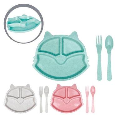 Imagem de Kit Refeição Alimentação Infantil Com Prato Garfo e Colher - ArtBaby, 