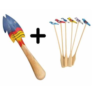 Imagem de Kit Caipirinha Drink 1 Socador E 6 Mexedores Tropical Brasil Barman - 