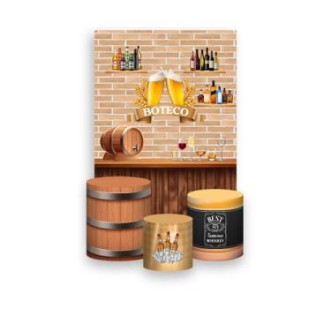 Imagem de Painel De Festa Vertical 1,50 x 2,20 + Trio De Capas Cilindro - Boteco
