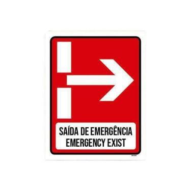 Imagem de Placa Saida De Emergência Emergency Exit 27X35 - Sinalizo