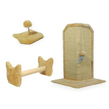 Imagem de Arranhador Gato Proteção Canto de Sofás Base Externo Brinquedo Bolinha