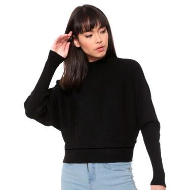 Imagem de Blusa Morcego Canelado Manga Longa Gola Alta Soltinha Social - Hype Sh