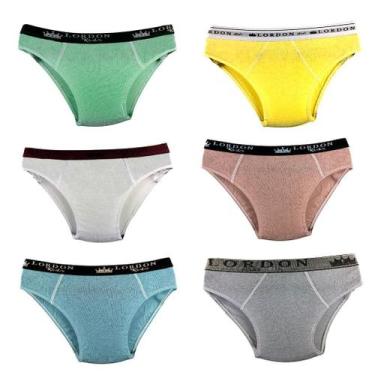 Imagem de 6 Cuecas Kit Slip Elástico Exposto Comum Infantil 100% Algodão Menino 