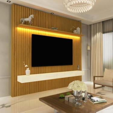 Imagem de Painel para TV até 75 Polegadas 2 Gavetas Led Ripado 185 Nobre Gelius,