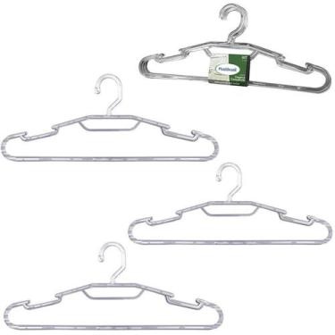 Imagem de Cabide Roupa Acrilico Elegance Com Cava 3 Peca 39,5X17Cm 7Mm - In Bras