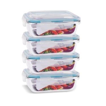Imagem de Potes de Vidro Hermético 640ml - Conjunto 4 Unidades - Praticasa, Tran