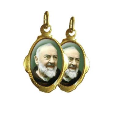 Imagem de 500 Medalha Santo Padre Pio - 1x2 cm - Santinhos do Brasil, 500