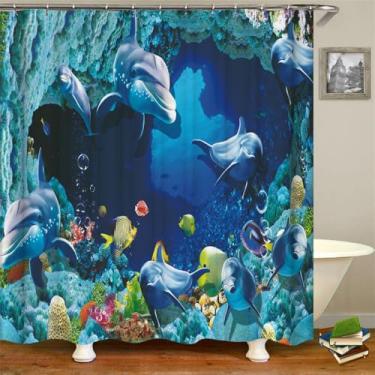 Imagem de Praia Mar Palmeiras Cortinas de Chuveiro Cenário Cortinas de Banheiro Impermeáveis Com Ganchos Decoração de Casa Tela de Banho Lavável,sy680,W300xH180cm