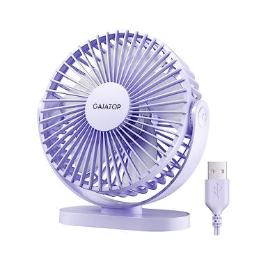 Imagem de Gaiatop Ventilador de mesa USB, pequeno, silencioso, potente, 3 velocidades, rotação de 90°, mini ventiladores de mesa portáteis pessoais, resfriamento para casa, escritório, carro, viagem, interior