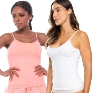 Imagem de Kit 2 Regata Feminina Segunda Pele Alça Fina Conforto Camiseta Não Mar