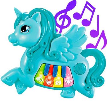 Imagem de Mini Teclado Unicórnio Interativo Sons De Animais - Dm Toys, Verde