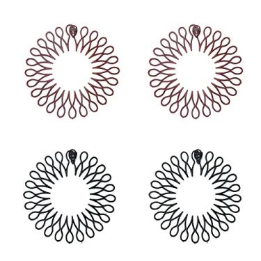 Imagem de Sowaka 4 peças de pente elástico circular de plástico preto marrom círculo mola suporte de cabelo flexível para mulheres e meninas, acessórios esportivos de saída (8 formas - preto e marrom)