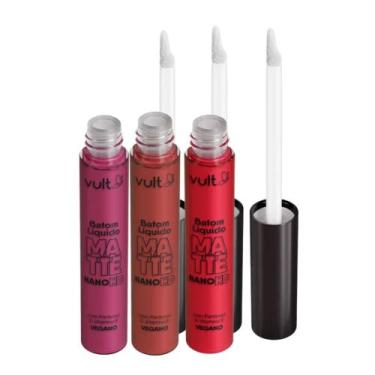 Imagem de Kit Batom Líquido Matte Malva, Amendoa e Rubi - Vult