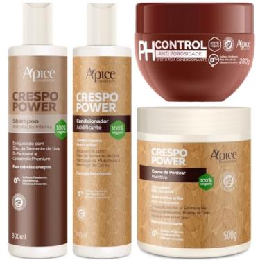 Imagem de Kit Crespo Power Apse Porosidade Shampoo + Condicionador + Creme Pentear + Mascara Ph Control 280g