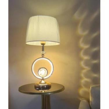 Imagem de Abajur Luminária Quarto Sala Rosé Gold Globo Cristal 59x30 - Vacheron