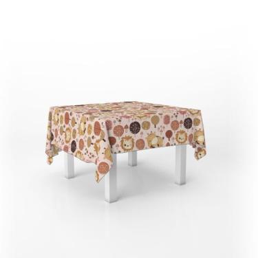 Imagem de Toalha De Mesa Quadrada Infantil Tecido Oxford Selva Girafa e Leão Bab