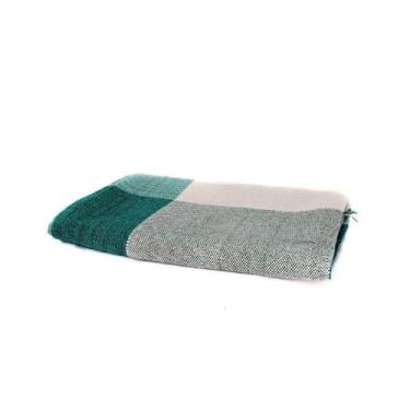 Imagem de Manta Casal Algodão Verde com Bege - Qualidade Premium - Artesanal 